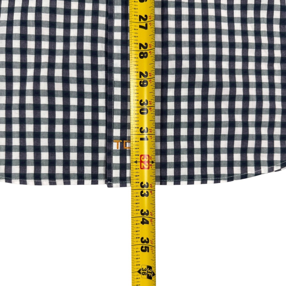 Thomas Dean Men's XL Check Dress Shirt Black White Plaid Long Sleeve Cotton - Picture 9 of 10